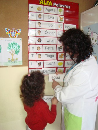 Interação entre a aluna e a professora